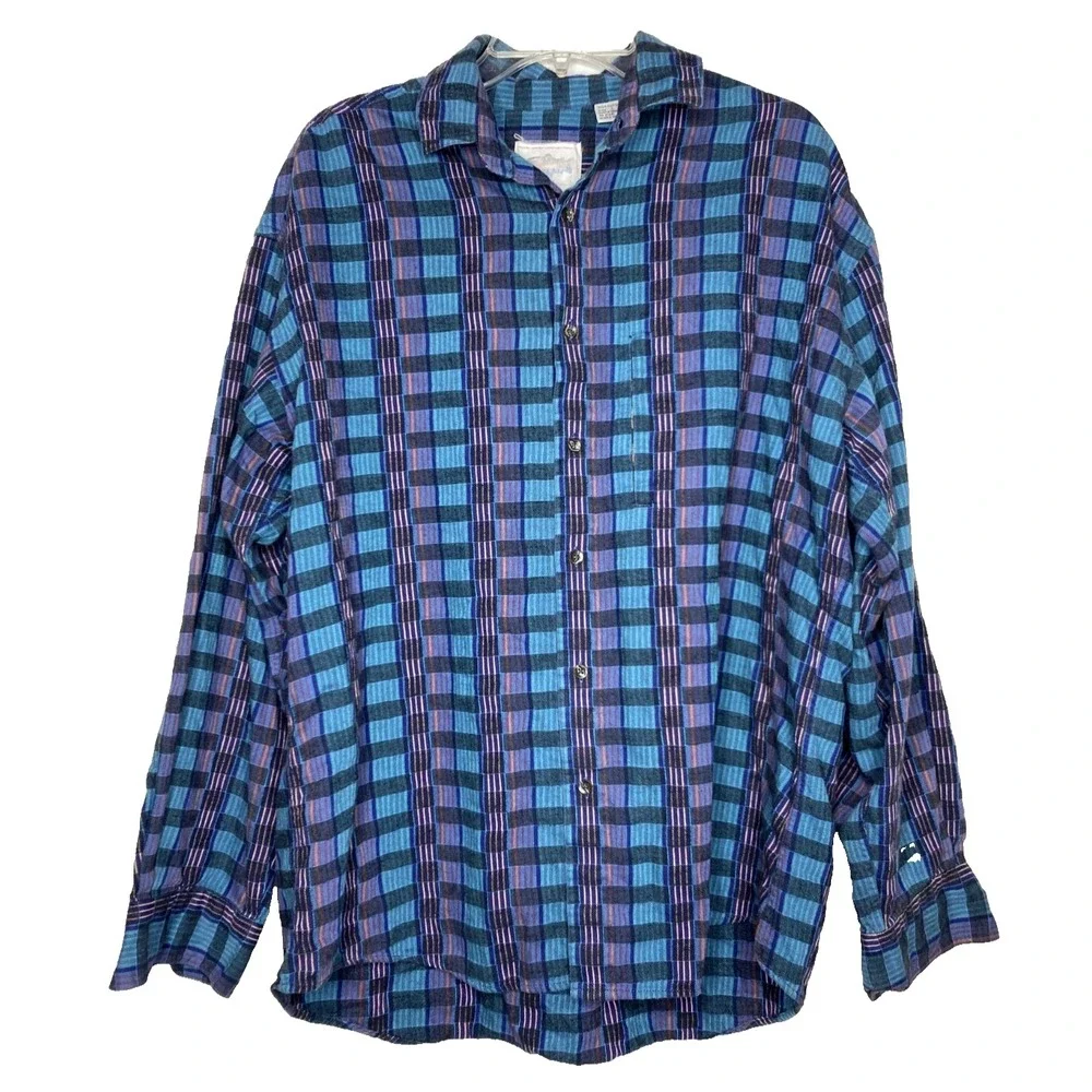 Vintage The North Face Shirt Mens L Collared Button Up Long Sleeve Brown Trout
